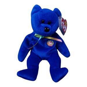 Vintage Ty Beanie Baby 1997 "Clubby" The Bear 8.5" Retired Plush Toy Blue w/ Tag